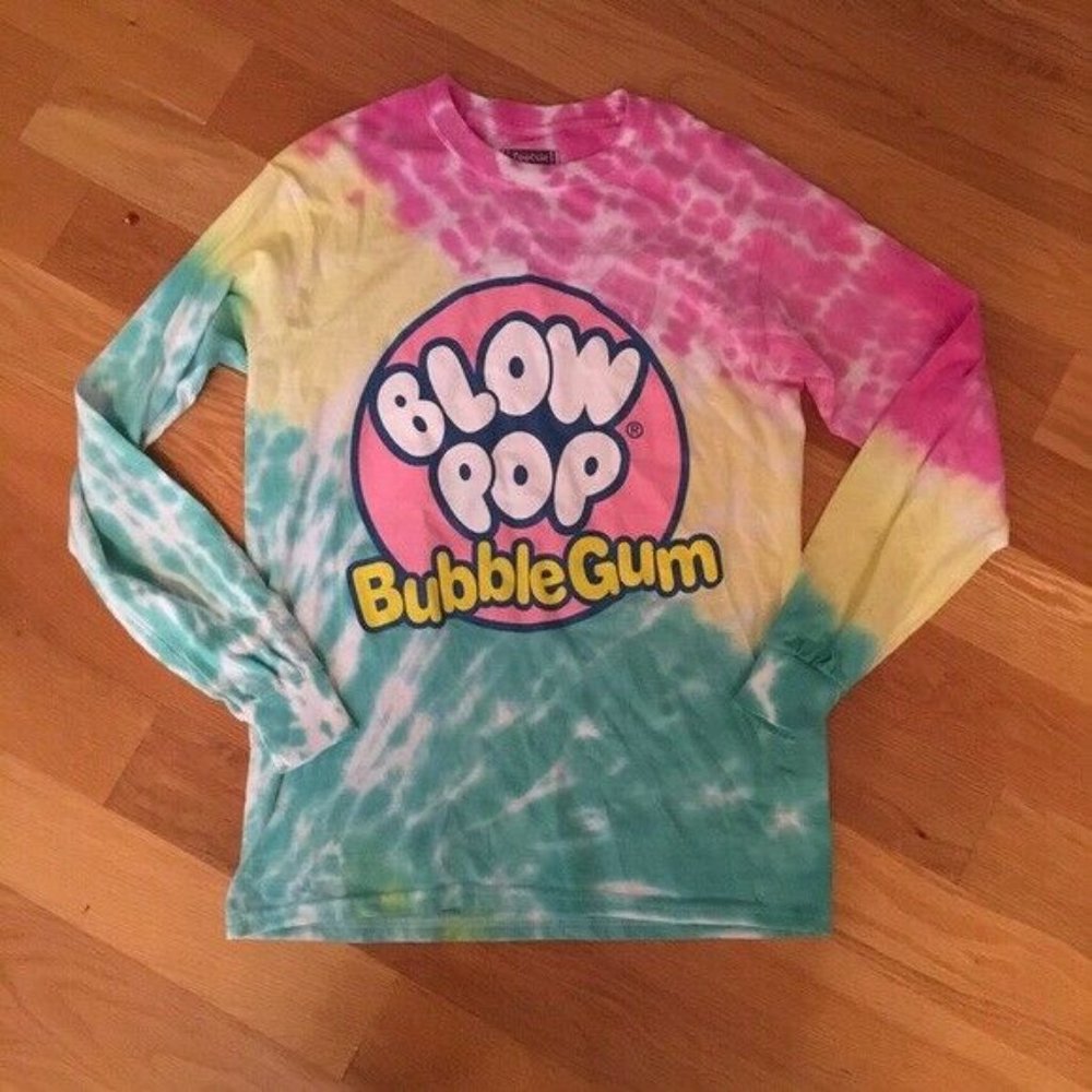 Blow Pop Bubble Gum Graphic Tie Dye Long Sleeve S